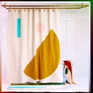 QUIET TOWN BEACON HESSE cotton canvas quilted colorful heavy shower curtain